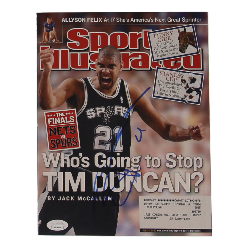 Tim Duncan Signed June 9 2003 "Sports Illustrated" Magazine (JSA) at PristineAuction.com Tim Duncan Signed June 9 2003 "Sports Illustrated" Magazine (JSA) at PristineAuction.com