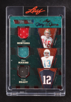 Tom Brady/Joe Montana/Dan Marino/John Elway 2025 Leaf Tradition Glory of The Game Red White and Blue #T-9 #2/5 at PristineAuction.com