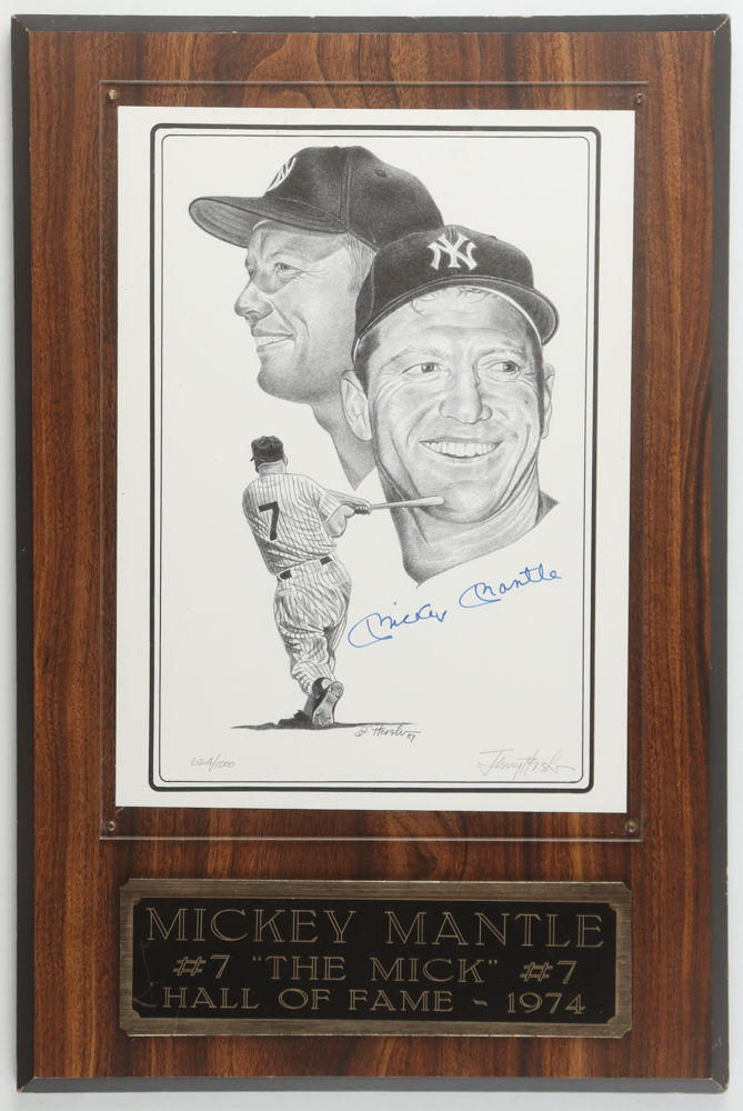Mickey Mantle Signed Lithograph Custom Plaque Display (Beckett) at PristineAuction.com Mickey Mantle Signed Lithograph Custom Plaque Display (Beckett) at PristineAuction.com