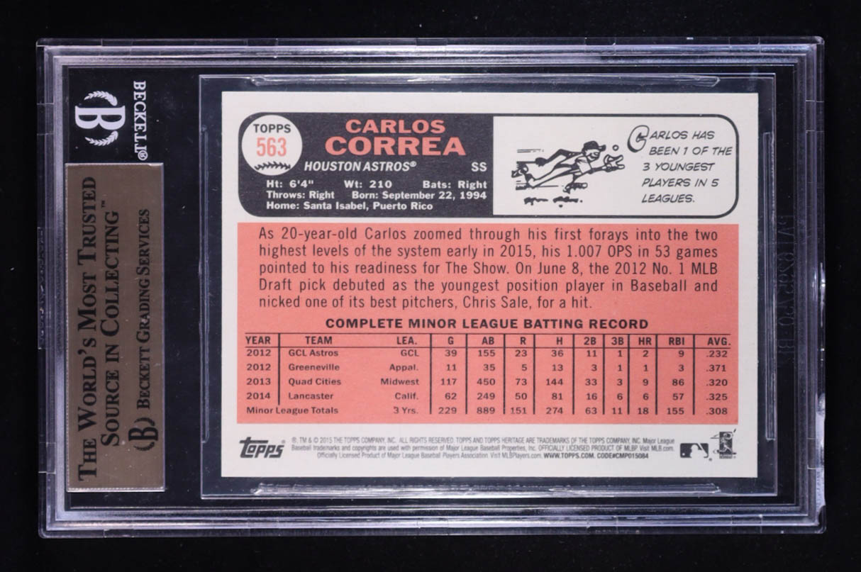 Carlos Correa  2015 Topps Heritage #563A RC (Beckett 9.5) at PristineAuction.com Carlos Correa  2015 Topps Heritage #563A RC (Beckett 9.5) at PristineAuction.com