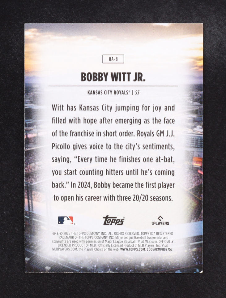 Bobby Witt Jr. 2025 Topps Home Field Advantage #HA8 at PristineAuction.com Bobby Witt Jr. 2025 Topps Home Field Advantage #HA8 at PristineAuction.com
