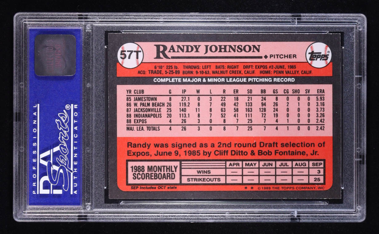 Randy Johnson 1989 Topps Traded #57T (PSA 9) at PristineAuction.com Randy Johnson 1989 Topps Traded #57T (PSA 9) at PristineAuction.com