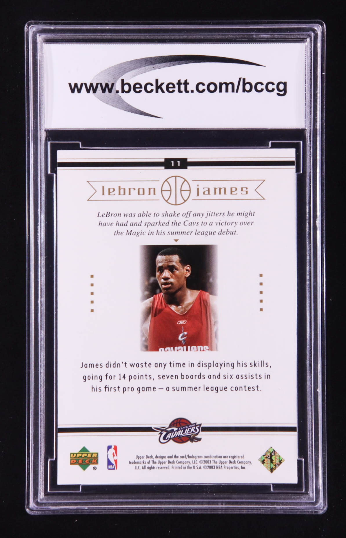 LeBron James 2003 Upper Deck LeBron James Box Set Preps To The Pros #11 RC (BCCG 10) at PristineAuction.com LeBron James 2003 Upper Deck LeBron James Box Set Preps To The Pros #11 RC (BCCG 10) at PristineAuction.com
