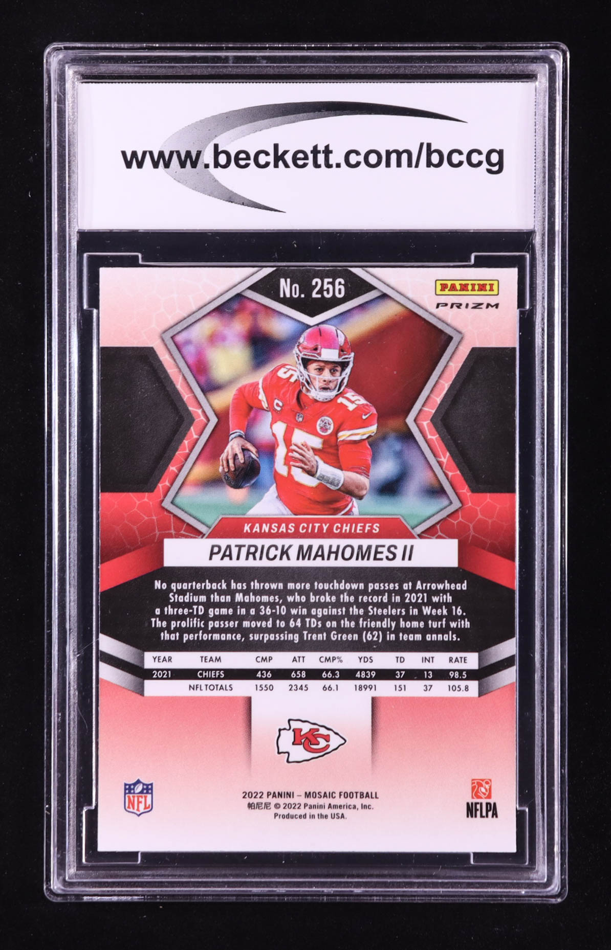 Patrick Mahomes II 2022 Panini Mosaic Mosaic Reactive Orange #256 NP (BCCG 10) at PristineAuction.com Patrick Mahomes II 2022 Panini Mosaic Mosaic Reactive Orange #256 NP (BCCG 10) at PristineAuction.com