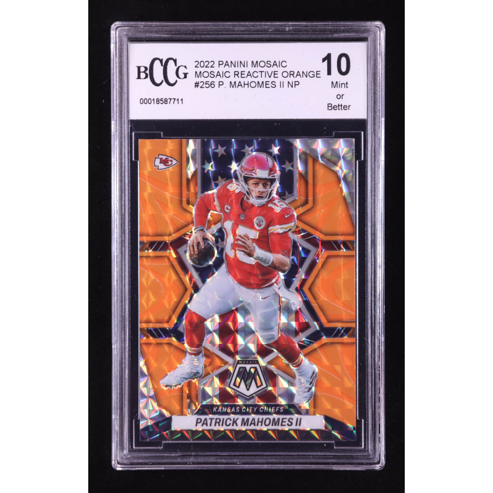 Patrick Mahomes II 2022 Panini Mosaic Mosaic Reactive Orange #256 NP (BCCG 10) at PristineAuction.com