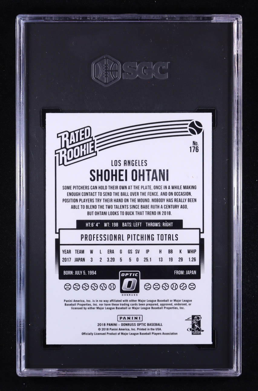 Shohei Ohtani 2018 Donruss Optic Variations #176 RR RC (SGC 8) at PristineAuction.com Shohei Ohtani 2018 Donruss Optic Variations #176 RR RC (SGC 8) at PristineAuction.com