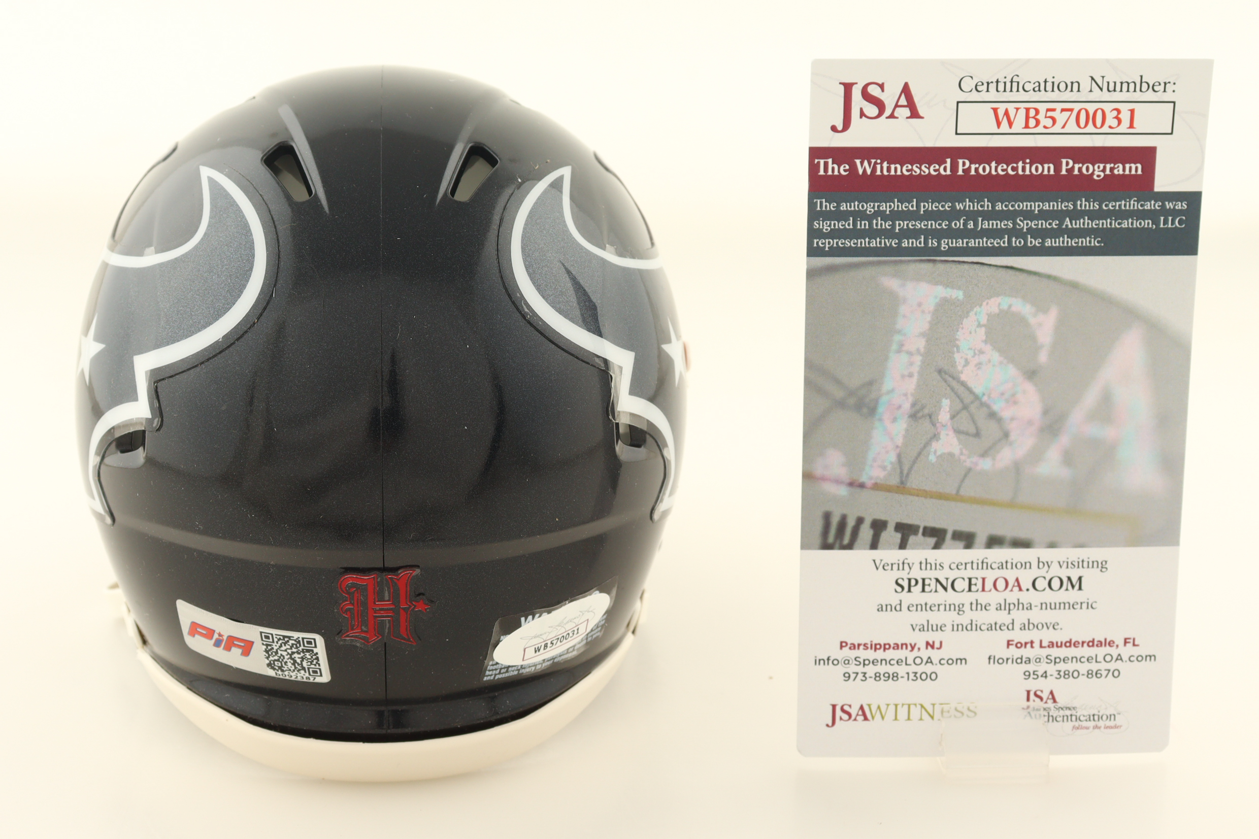 Tank Dell Signed Texans Speed Mini Helmet (JSA) at PristineAuction.com Tank Dell Signed Texans Speed Mini Helmet (JSA) at PristineAuction.com