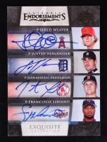 Justin Verlander / Francisco Liriano / Jered Weaver / Jonathan Papelbon 2006 Exquisite Collection Ensemble Endorsements Quad #WVPL #09/10 at PristineAuction.com