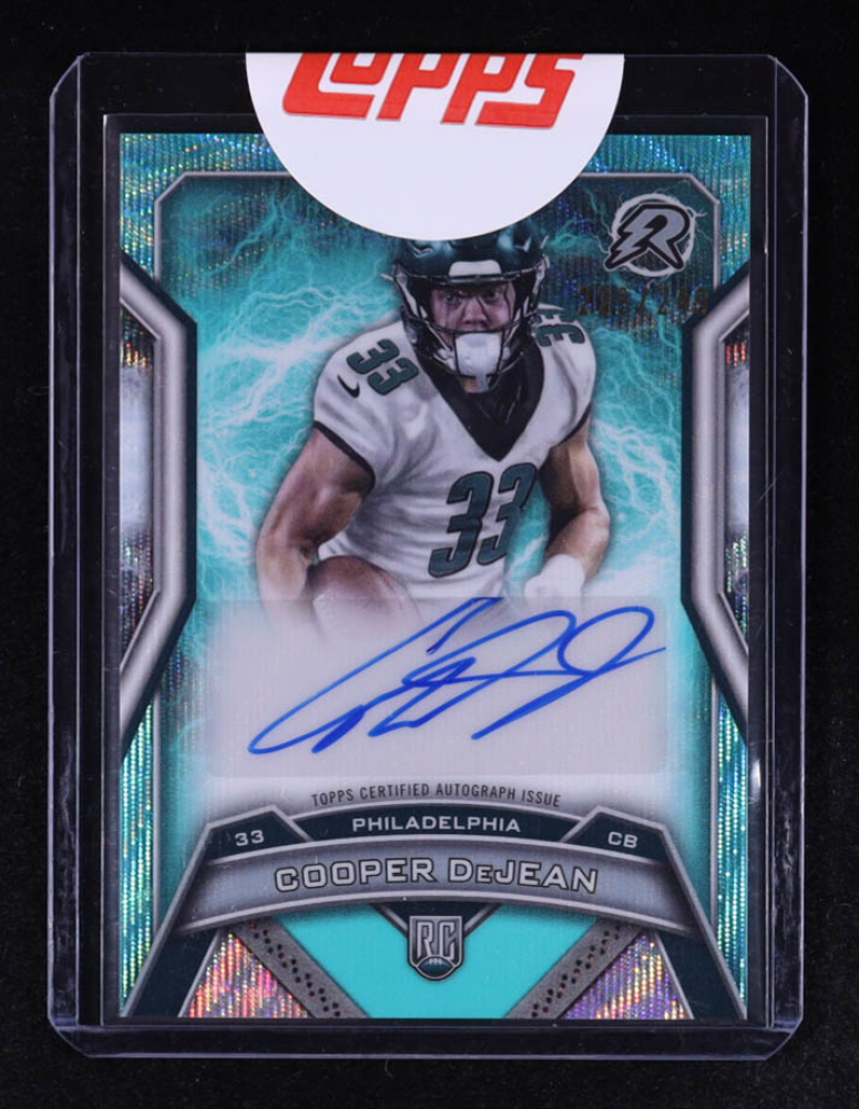 Cooper DeJean 2024 Topps Resurgence Resurgence Rookie Signatures Aqua Surge #RRSCD EXCH RC #229/249
