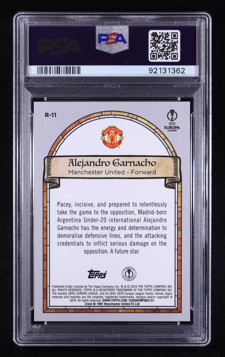 Alejandro Garnacho 2022-23 Topps Merlin UEFA Renaissance #R11 RC (PSA 9) at PristineAuction.com Alejandro Garnacho 2022-23 Topps Merlin UEFA Renaissance #R11 RC (PSA 9) at PristineAuction.com