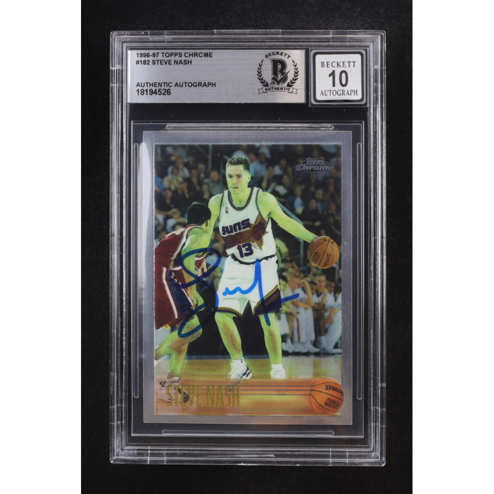 Steve Nash Signed 1996-97 Topps Chrome #182 RC (BGS | Auto 10) at PristineAuction.com