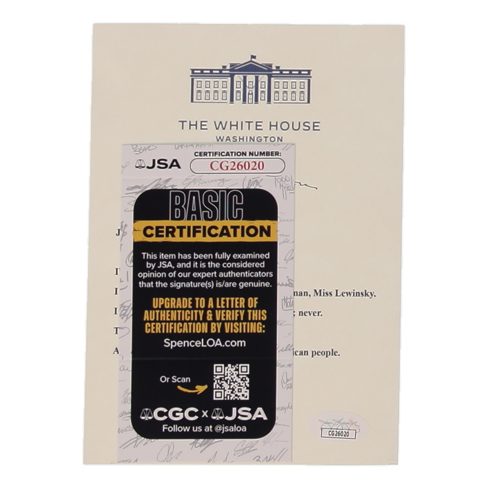 Bill Clinton Signed Clinton-Lewinsky Scandal 5x7 Print (JSA) at PristineAuction.com Bill Clinton Signed Clinton-Lewinsky Scandal 5x7 Print (JSA) at PristineAuction.com