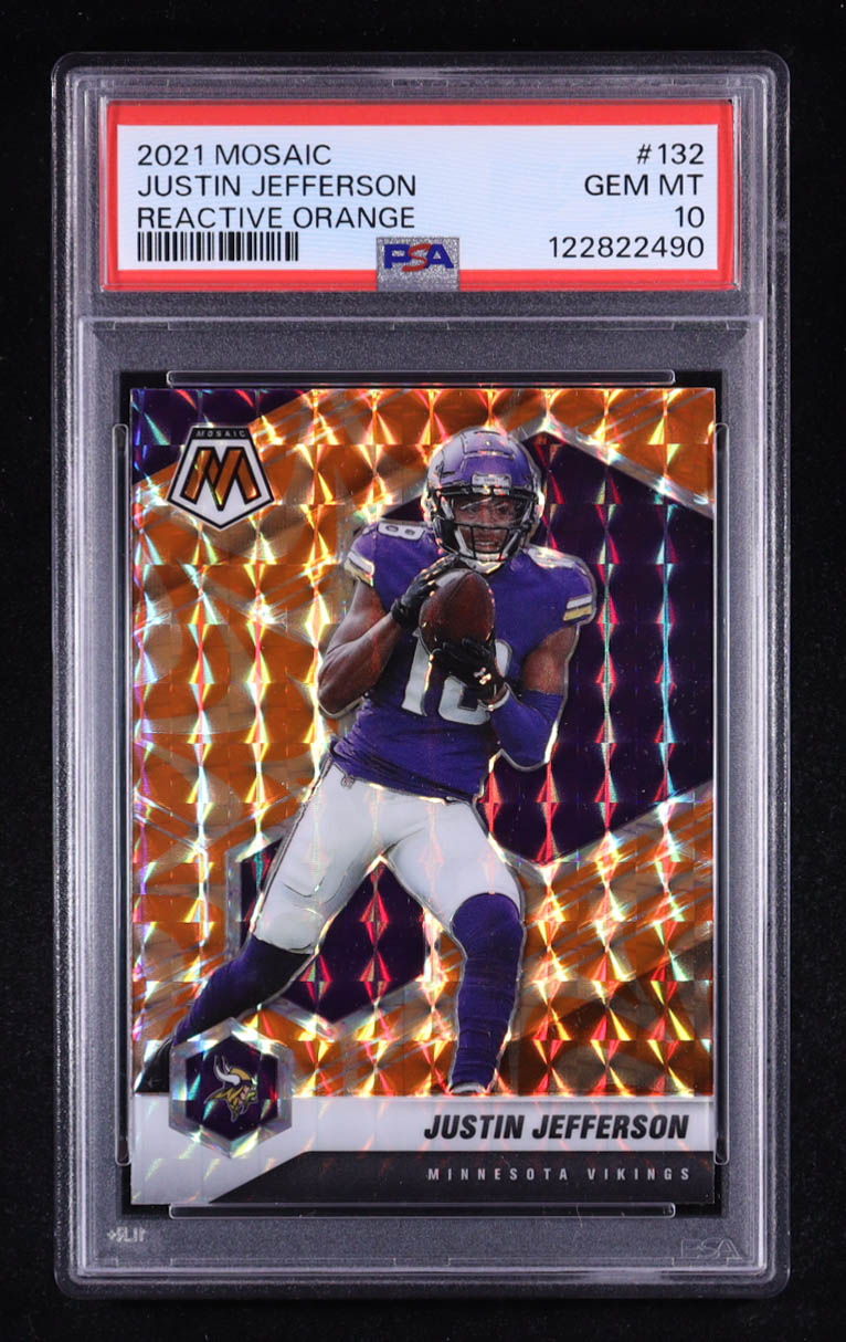 Justin Jefferson 2021 Panini Mosaic Mosaic Reactive Orange #132 (PSA 10) at PristineAuction.com Justin Jefferson 2021 Panini Mosaic Mosaic Reactive Orange #132 (PSA 10) at PristineAuction.com