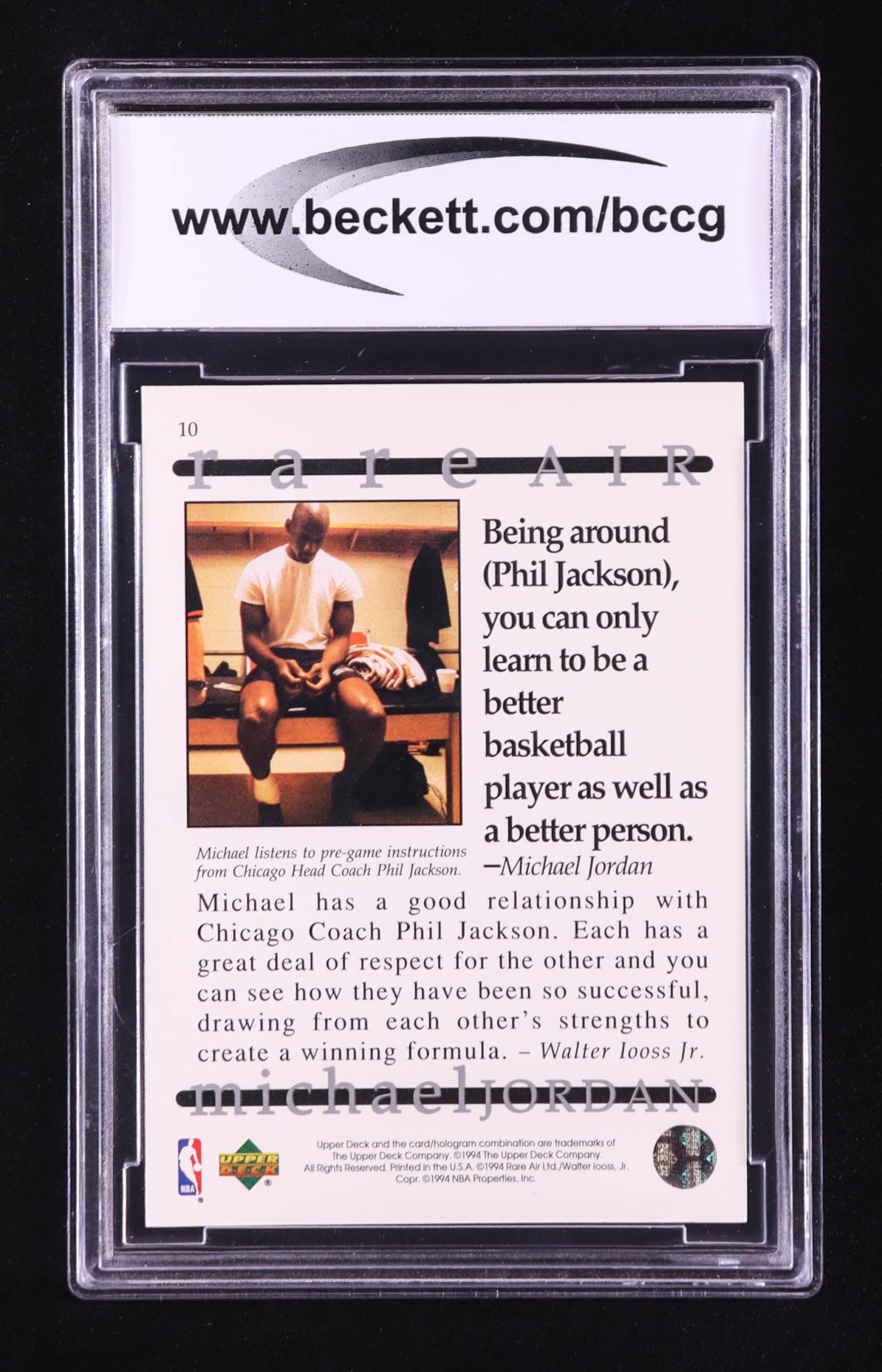 Michael Jordan 1994 Upper Deck Jordan Rare Air #10 (BCCG 10) at PristineAuction.com Michael Jordan 1994 Upper Deck Jordan Rare Air #10 (BCCG 10) at PristineAuction.com