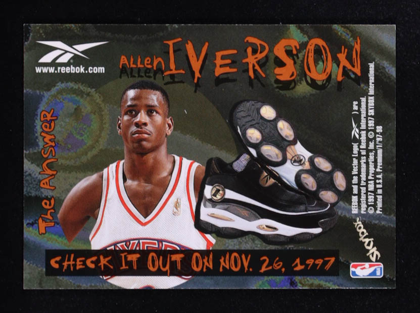 Allen Iverson 1997 Skybox Premium Reebok Chase #NNO at PristineAuction.com Allen Iverson 1997 Skybox Premium Reebok Chase #NNO at PristineAuction.com