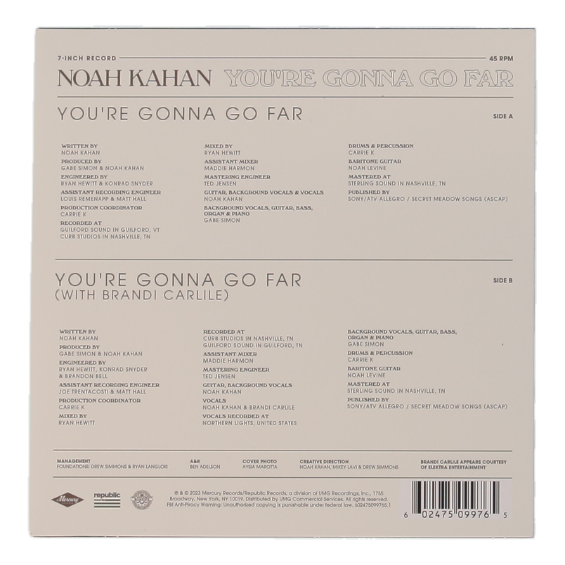 Noah Kahan Signed "You're Gonna Go Far" 45 RPM Vinyl Record Album (PSA) at PristineAuction.com Noah Kahan Signed "You're Gonna Go Far" 45 RPM Vinyl Record Album (PSA) at PristineAuction.com