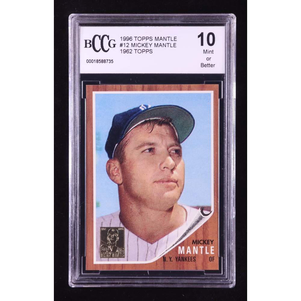 Mickey Mantle 1996 Topps Mantle #12 1962 Topps (BCCG 10) at PristineAuction.com Mickey Mantle 1996 Topps Mantle #12 1962 Topps (BCCG 10) at PristineAuction.com