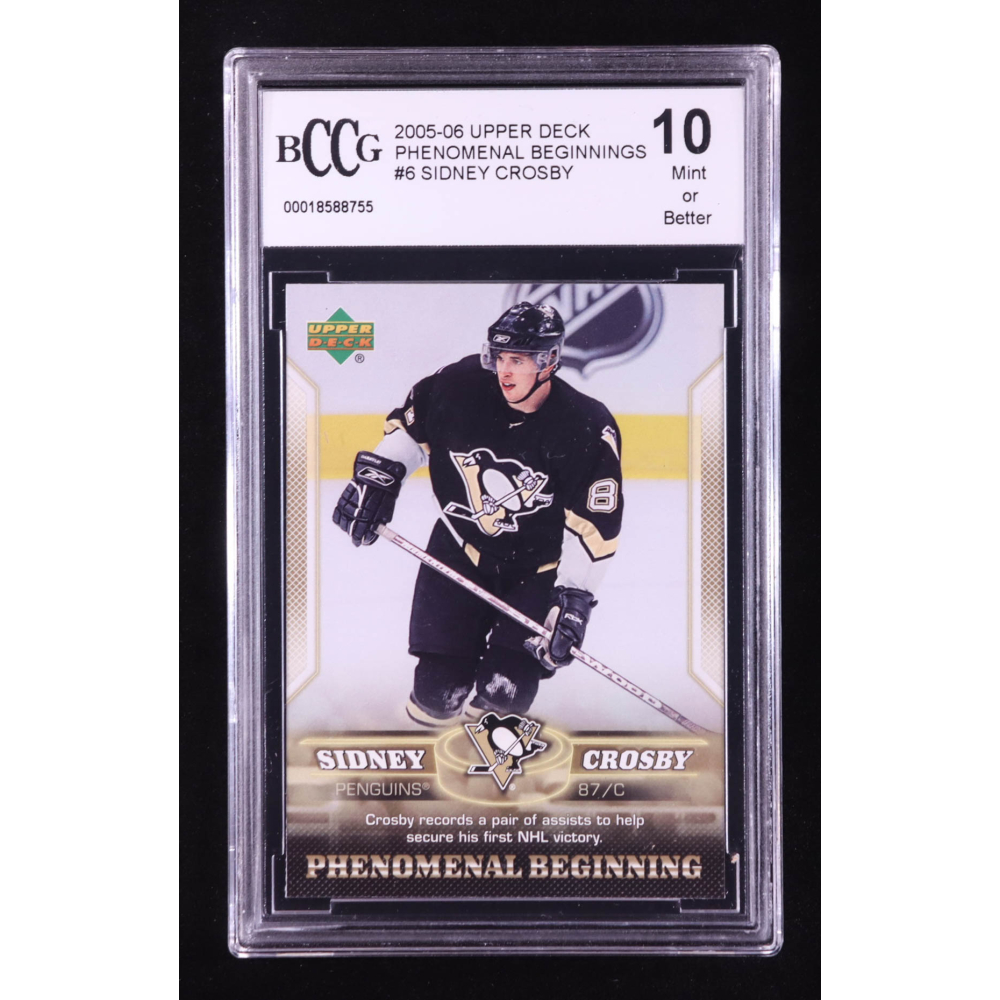 Sidney Crosby 2005-06 Upper Deck Phenomenal Beginnings #6 RC (BCCG 10) at PristineAuction.com