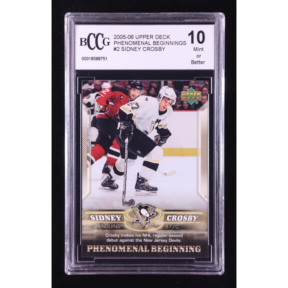 Sidney Crosby 2005-06 Upper Deck Phenomenal Beginnings #2 RC (BCCG 10) at PristineAuction.com Sidney Crosby 2005-06 Upper Deck Phenomenal Beginnings #2 RC (BCCG 10) at PristineAuction.com