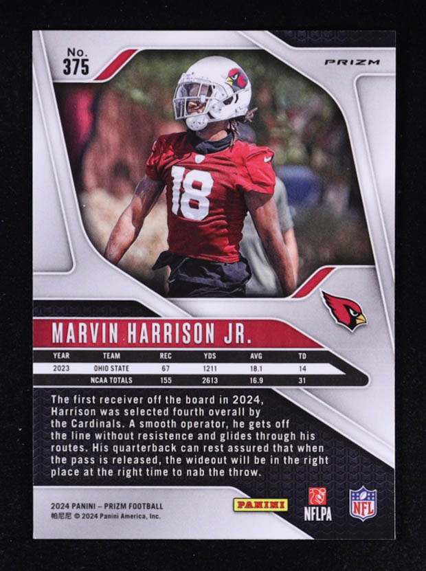 Marvin Harrison Jr. 2024 Panini Prizm Prizms Green Wave #375 RC at PristineAuction.com Marvin Harrison Jr. 2024 Panini Prizm Prizms Green Wave #375 RC at PristineAuction.com