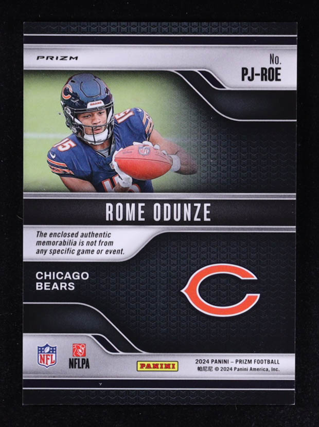 Rome Odunze 2024 Panini Prizm Premier Jerseys Purple Pulsar #12 RC at PristineAuction.com Rome Odunze 2024 Panini Prizm Premier Jerseys Purple Pulsar #12 RC at PristineAuction.com