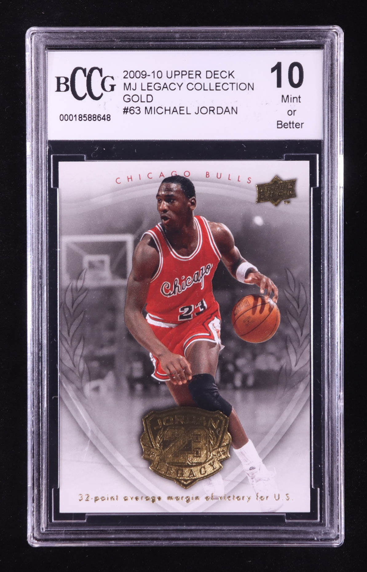Michael Jordan 2009-10 Upper Deck Michael Jordan Legacy Collection Gold #63 (BCCG 10) at PristineAuction.com Michael Jordan 2009-10 Upper Deck Michael Jordan Legacy Collection Gold #63 (BCCG 10) at PristineAuction.com