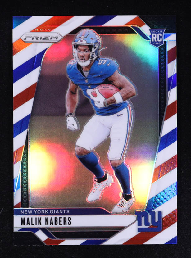 Malik Nabers 2024 Panini Prizm Prizms Red White and Blue #370 RC at PristineAuction.com Malik Nabers 2024 Panini Prizm Prizms Red White and Blue #370 RC at PristineAuction.com