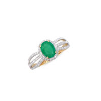 1.46 CTW Emerald & Natural Diamond Ring Mounted in 14Kt Yellow Gold H-I, I1-2 | Estimated Retail Value: $7,680 (IGI) at PristineAuction.com