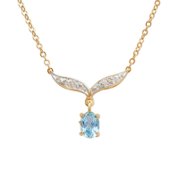 0.87 CTW Natural Blue Topaz & Diamonds 18K Gold Plated Designer Necklace Size 19 Inches | Estimated Value $1,649 (AMG) at PristineAuction.com