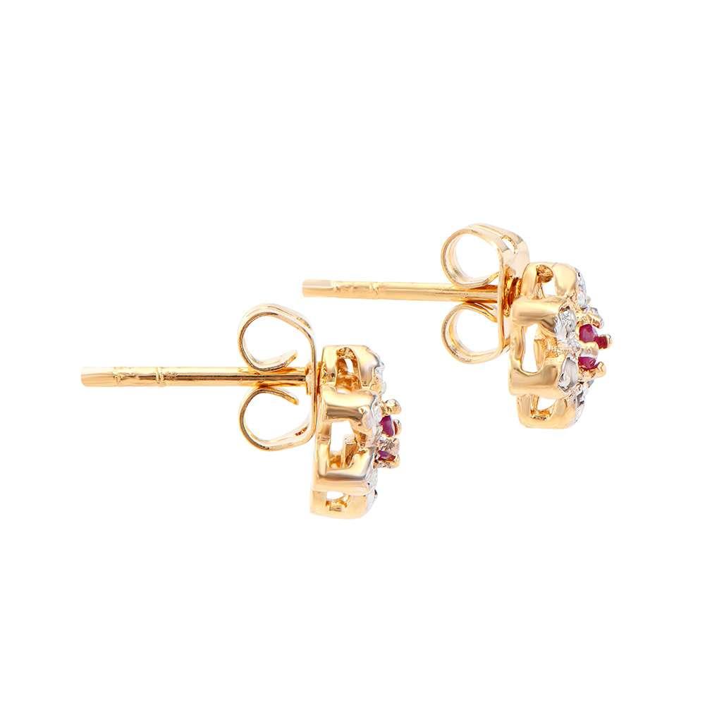 0.34 CTW Natural Ruby & Diamond 18K Gold Plated Designer Earrings | Estimated Value $1299 (AMG) at PristineAuction.com 0.34 CTW Natural Ruby & Diamond 18K Gold Plated Designer Earrings | Estimated Value $1299 (AMG) at PristineAuction.com