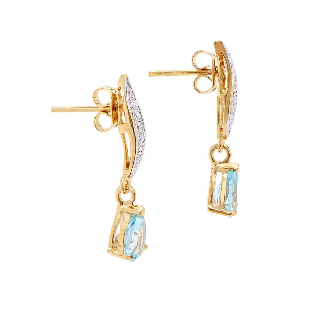 2.17 CTW Natural Blue Topaz & Diamond 18K Gold Plated Designer Earrings | Estimated Retail Value: $1,199 (AMG) at PristineAuction.com 2.17 CTW Natural Blue Topaz & Diamond 18K Gold Plated Designer Earrings | Estimated Retail Value: $1,199 (AMG) at PristineAuction.com