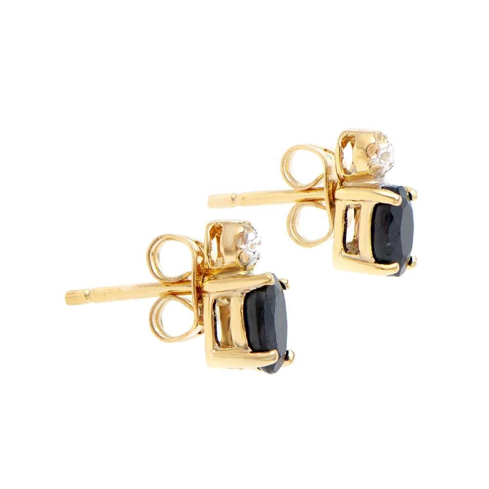 1.27 CTW Natural Black Sapphire & Diamond 18K Gold Plated Designer Earrings | Estimated Retail Value: $1,189 (AMG) at PristineAuction.com 1.27 CTW Natural Black Sapphire & Diamond 18K Gold Plated Designer Earrings | Estimated Retail Value: $1,189 (AMG) at PristineAuction.com
