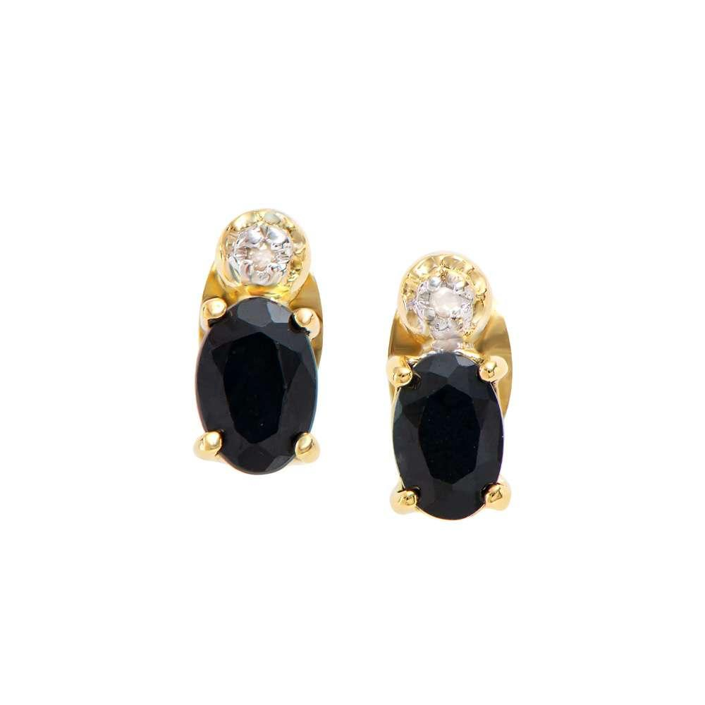 1.27 CTW Natural Black Sapphire & Diamond 18K Gold Plated Designer Earrings | Estimated Retail Value: $1,189 (AMG) at PristineAuction.com