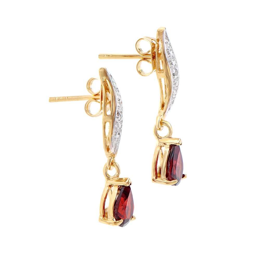 2.47 CTW Natural Garnet & Diamond 18K Gold Plated Designer Earrings | Estimated Retail Value: $1,279 (AMG) at PristineAuction.com 2.47 CTW Natural Garnet & Diamond 18K Gold Plated Designer Earrings | Estimated Retail Value: $1,279 (AMG) at PristineAuction.com