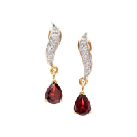 2.47 CTW Natural Garnet & Diamond 18K Gold Plated Designer Earrings | Estimated Retail Value: $1,279 (AMG) at PristineAuction.com