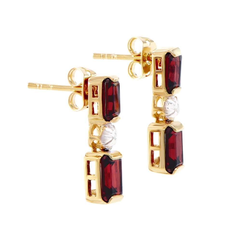 3.52 CTW Natural Garnet & Diamond 18K Gold Plated Designer Earrings | Estimated Retail Value: $1,289 (AMG) at PristineAuction.com 3.52 CTW Natural Garnet & Diamond 18K Gold Plated Designer Earrings | Estimated Retail Value: $1,289 (AMG) at PristineAuction.com