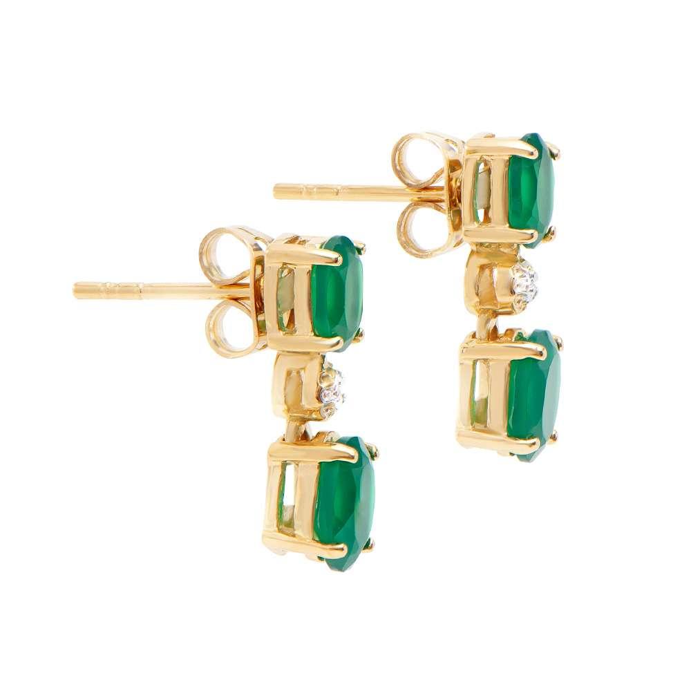 1.97 CTW Natural Green Agate 18K Gold Plated Designer Earrings | Estimated Retail Value: $1,289 (AMG) at PristineAuction.com 1.97 CTW Natural Green Agate 18K Gold Plated Designer Earrings | Estimated Retail Value: $1,289 (AMG) at PristineAuction.com