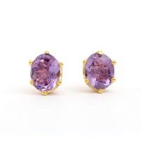 4.25 CTW Natural Amethyst 18K Gold Plated Designer Earrings | Estimated Value $1,349 (AMG) at PristineAuction.com