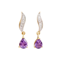2.04 CTW Natural Amethyst & Diamonds 18K Gold Plated Designer Earrings | Estimated Retail Value: $1,249 (AMG) at PristineAuction.com