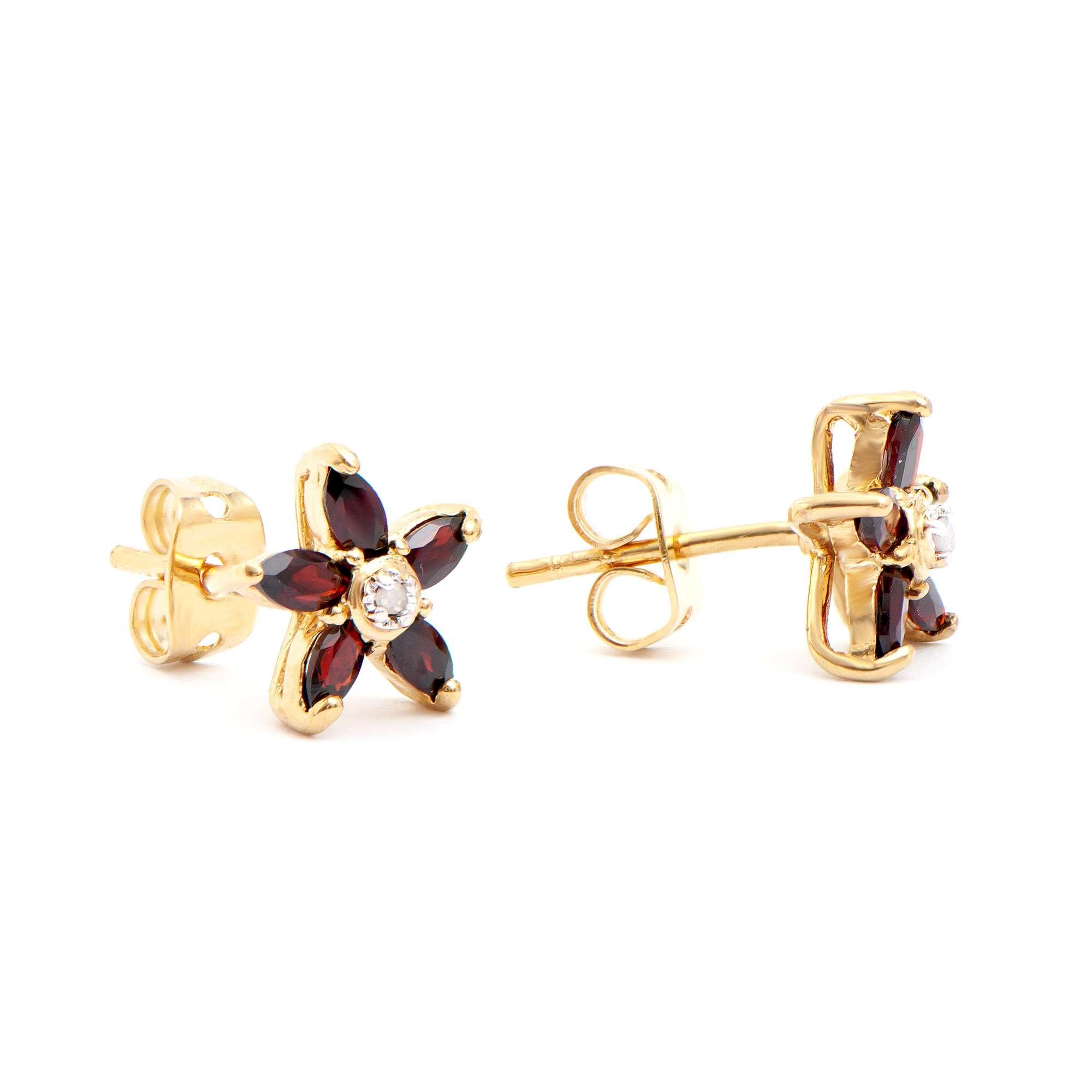 1.03 CTW Natural Garnet & Diamonds 18K Gold Plated Designer Earrings | Estimated Retail Value: $1,319 (AMG) at PristineAuction.com 1.03 CTW Natural Garnet & Diamonds 18K Gold Plated Designer Earrings | Estimated Retail Value: $1,319 (AMG) at PristineAuction.com