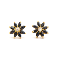 1.63 CTW Natural Sapphire & Diamonds 18K Gold Plated Designer Earrings | Estimated Retail Value: $1,309 (AMG) at PristineAuction.com
