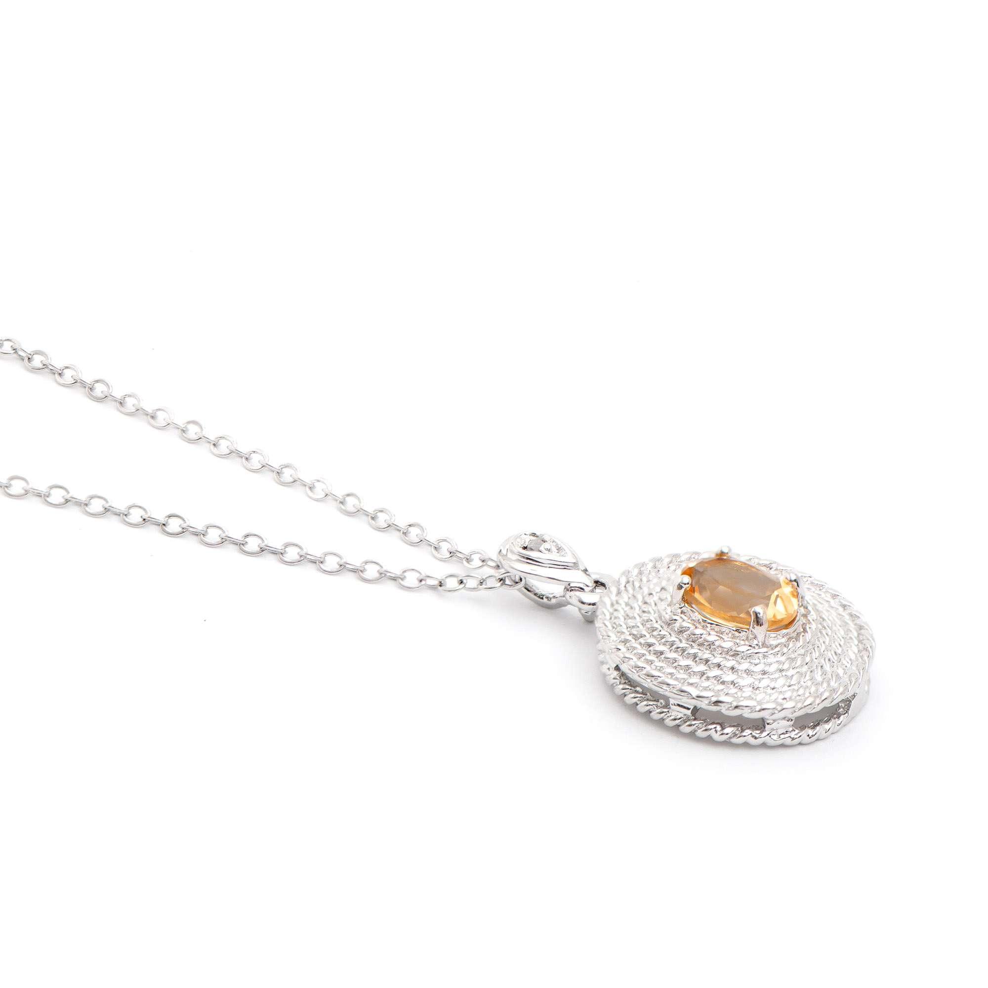1.08 CTW Natural Citrine & Diamonds Rhodium Plated Designer Pendant 18 in | Estimated Value $1,709 (AMG) at PristineAuction.com 1.08 CTW Natural Citrine & Diamonds Rhodium Plated Designer Pendant 18 in | Estimated Value $1,709 (AMG) at PristineAuction.com
