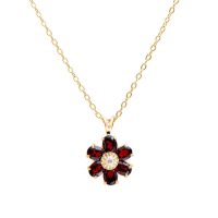 2.26 CTW Natural Garnet & Diamonds 18K Gold Plated Designer Pendant 18 in | Estimated Retail Value: $1,639 (AMG) at PristineAuction.com