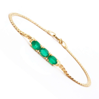 2.11 CTW Natural Green Agate 18K Gold Plated Designer Bracelet | Estimated Retail Value: $1,849 (AMG) at PristineAuction.com