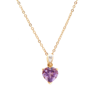 2.12 CTW Natural Amethyst & Diamonds 18K Gold Plated Designer Pendant 18 in | Estimated Retail Value: $1,699 (AMG) at PristineAuction.com