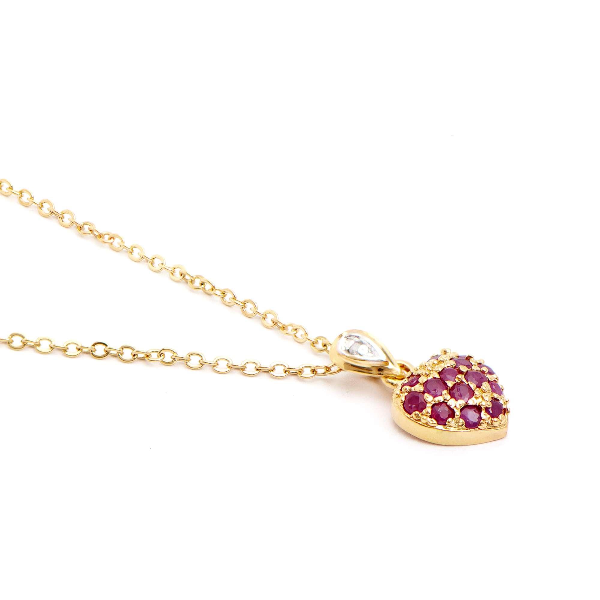 0.71 CTW Natural Ruby & Diamonds 18K Gold Plated Designer Pendant 18 in | Estimated Value $1719 (AMG) at PristineAuction.com 0.71 CTW Natural Ruby & Diamonds 18K Gold Plated Designer Pendant 18 in | Estimated Value $1719 (AMG) at PristineAuction.com