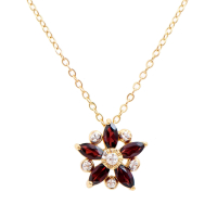 0.85 CTW Natural Garnets & Diamonds 18K Gold Plated Designer Pendant 18 in | Estimated Retail Price: $1,729 (AMG) at PristineAuction.com