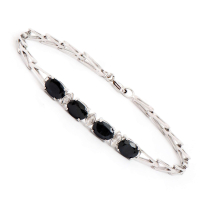 4.05 CTW Natural Sapphire & Diamonds Rhodium Plated Designer Bracelet 7.5 in | Estimated Retail Value: $2,099 (AMG) at PristineAuction.com