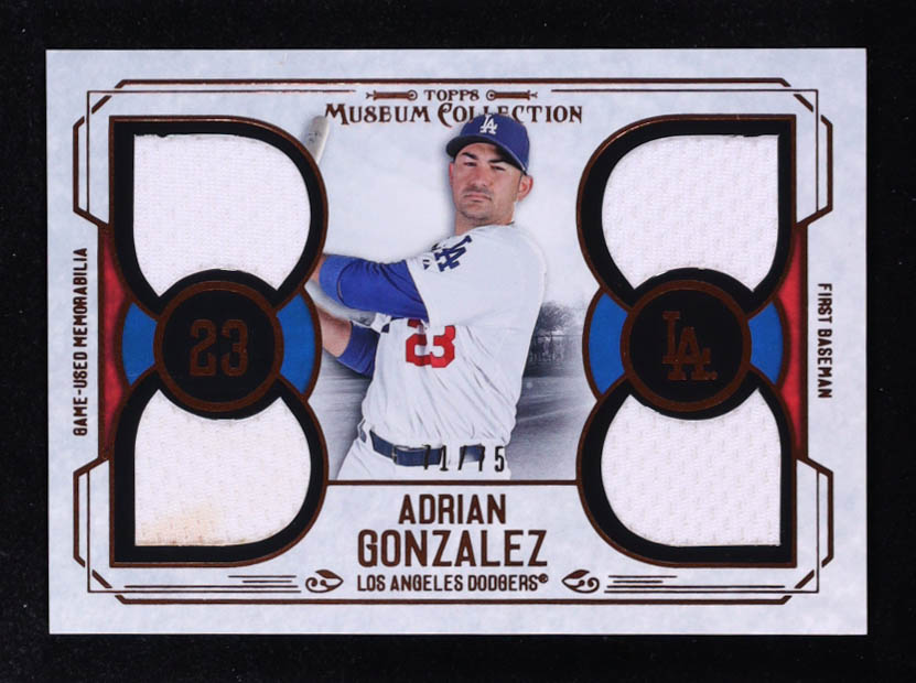 Adrian Gonzalez 2015 Topps Museum Collection Primary Pieces Quad Relics Copper #PPQRAGZ #71/75 at PristineAuction.com Adrian Gonzalez 2015 Topps Museum Collection Primary Pieces Quad Relics Copper #PPQRAGZ #71/75 at PristineAuction.com