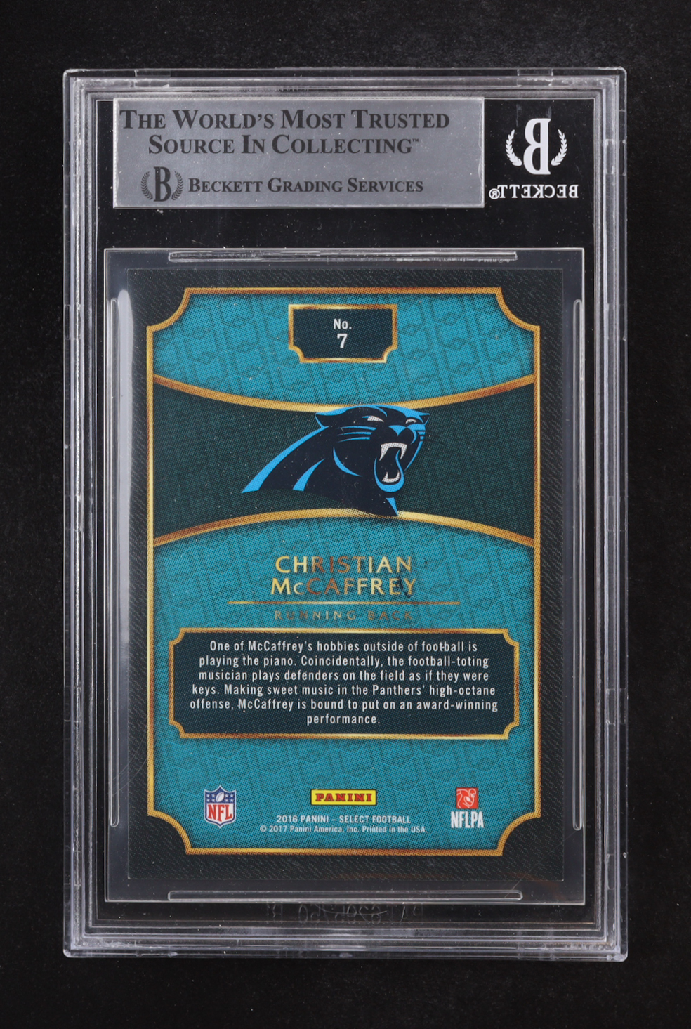 Christian McCaffrey Signed 2016 Select '17 Rookie Prizms #7 RC (BGS) at PristineAuction.com Christian McCaffrey Signed 2016 Select '17 Rookie Prizms #7 RC (BGS) at PristineAuction.com
